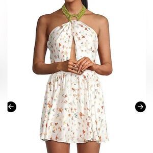 NWT My Beachy Side Emily in Paris butterfly hater mini dress beaded crochet L